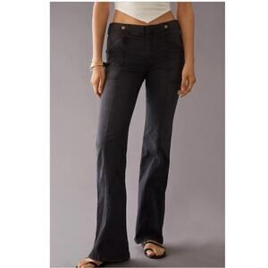 Pilcro Anthropologie Black Demilune Utility Flare Pants